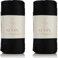 Sensy Premium 400 Gr Polyester Makrome Ipi 2 Mm 2li Set Siyah Makrame Ip Supla Çanta Ipi No:4