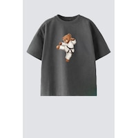 Monila Erkek Çocuk Pamuklu Bisiklet Yaka Karate Ayıcık Baskılı T-shirt Antrasit Monila Erkek Çocuk Pamuklu Bisiklet Yaka Karate Ayıcık Baskılı T-shirt Antrasit