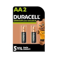 Duracell HR6/DX1500 2500 mAh AA Şarj Edilebilen Kalem Pil 2'li Duracell HR6/DX1500 2500 mAh AA Şarj Edilebilen Kalem Pil 2'li