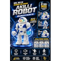 Işıklı Sesli Pilli Hareketli Yürüyen Robot Oyuncak Pilli Robot Beyaz Işıklı Sesli Pilli Hareketli Yürüyen Robot Oyuncak Pilli Robot Beyaz