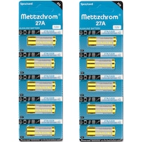 Mettzchrom 27a 12v Alkalin Pil 10 Adet Oto Ve Kapı Kumanda Pili Mettzchrom 27a 12v Alkalin Pil 10 Adet Oto Ve Kapı Kumanda Pili