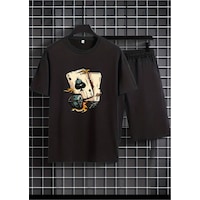 Medinenur Zar Baskılı T-shirt Short Bol Paça Rahat Kalıp Siyah Alt Siyah Üst Short Takım Siyah Medinenur Zar Baskılı T-shirt Short Bol Paça Rahat Kalıp Siyah Alt Siyah Üst Short Takım Siyah