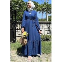 Rabia Şamlı Seda İndigo Elbise Normal Rabia Şamlı Seda İndigo Elbise Normal