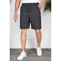 Herkesemoda Çizgili Bermuda Antrasit Herkesemoda Çizgili Bermuda Antrasit