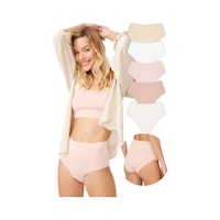 Cottonhill Yüksek Bel Basic Lazer Kesim Bikini Külot 5'li Paket Çok Renkli 6 Cottonhill Yüksek Bel Basic Lazer Kesim Bikini Külot 5'li Paket Çok Renkli 6