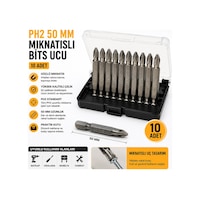 Ph2 50 Mm Mıknatıslı Bits Ucu Seti 10 Adet S2 Çelik Tornavida Ucu Kutulu Ph2 50 Mm Mıknatıslı Bits Ucu Seti 10 Adet S2 Çelik Tornavida Ucu Kutulu