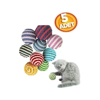 Tineke İp Sarma Renkli Kedi Oyun Topu 5'li 4 CM Tineke İp Sarma Renkli Kedi Oyun Topu 5'li 4 CM