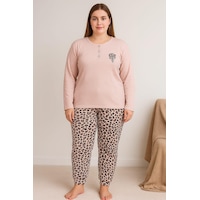 Pemilo Kadın Büyük Beden Raporlı 0251 Pijama Takımı Vizon Vizon Pemilo Kadın Büyük Beden Raporlı 0251 Pijama Takımı Vizon Vizon