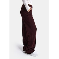 Kadın Bordo W6-35 Flare Fit İnce Fitilli Esnek Velvet Kadife Kumaş Pantolon