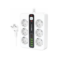 3000w Akım Korumalı 4 Usb'li Ve 2 Type-c Li 6'lı Grup Priz 2 M Uzatma Kablosu Beyaz 2 M 3000w Akım Korumalı 4 Usb'li Ve 2 Type-c Li 6'lı Grup Priz 2 M Uzatma Kablosu Beyaz 2 M