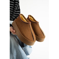 Moda Devrin Taba Süet İçi Yünlü Kalın Taban Yarım Bot Ayakkabı Moda Devrin Taba Süet İçi Yünlü Kalın Taban Yarım Bot Ayakkabı
