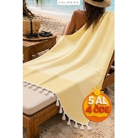 Calmera Çizgili Peştemal Pamuk - Doğal Saçaklı Plaj, Deniz, Havuz, Spa, Sauna, Spor, Seyahat Havlu - Sarı Calmera Çizgili Peştemal Pamuk - Doğal Saçaklı Plaj, Deniz, Havuz, Spa, Sauna, Spor, Seyahat Havlu - Sarı
