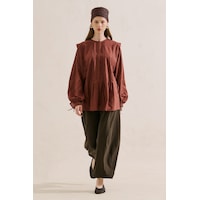 Manuka Fırfır Detaylı Dökümlü Tunik Bordo Ss26tnk00006-1030 No Manuka Fırfır Detaylı Dökümlü Tunik Bordo Ss26tnk00006-1030 No