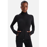 Soft&Basic Siyah Fermuarlı Dik Yaka Basic Vücuda Oturan Cepli Parmak Detaylı Hırka Soft&Basic Siyah Fermuarlı Dik Yaka Basic Vücuda Oturan Cepli Parmak Detaylı Hırka