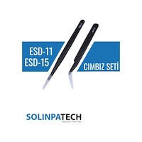 2'li Hassas Antistatik Cımbız Seti – Karbon Fiber Uçlu ESD-11 & ESD-15 2'li Hassas Antistatik Cımbız Seti – Karbon Fiber Uçlu ESD-11 & ESD-15