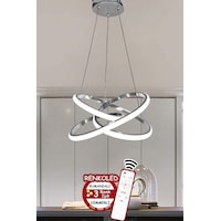 Renkoled Aydınlatma Kumandalı 3 Renk Işıklı Krom Kasa Modern Sarkıt Led Avize Krom Renkoled Aydınlatma Kumandalı 3 Renk Işıklı Krom Kasa Modern Sarkıt Led Avize Krom