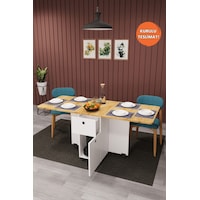 Lüks Katlanır Mutfak Yemek Masası %100 MDF Pratik Çekmeceli Çalışma Masası KM02 Lüks Katlanır Mutfak Yemek Masası %100 MDF Pratik Çekmeceli Çalışma Masası KM02