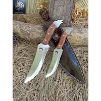 Kurtbey Outdoor Süper İkili Avcı Babalı Oğul Kurt Model Büyük Boy 30cm+22cm Ceviz Kabze Kamp Bıçağı Kahverengi Kurtbey Outdoor Süper İkili Avcı Babalı Oğul Kurt Model Büyük Boy 30cm+22cm Ceviz Kabze Kamp Bıçağı Kahverengi