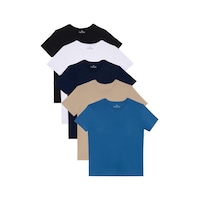 Tudors Unisex 5'li Pkt Siyah-beyaz-lacivert-vizon-mavi Slim Fit Dar Kesim %100 Pamuk Bisiklet Yaka Tişört-32941 Multi Tudors Unisex 5'li Pkt Siyah-beyaz-lacivert-vizon-mavi Slim Fit Dar Kesim %100 Pamuk Bisiklet Yaka Tişört-32941 Multi