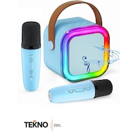 Teknozeel Çift Mikrofonlu Karaoke 5 Ses Efektli Rgb Işıklı Bluetooth Kablosuz Hoparlör Ses Bombası Mavi Renk Teknozeel Çift Mikrofonlu Karaoke 5 Ses Efektli Rgb Işıklı Bluetooth Kablosuz Hoparlör Ses Bombası Mavi Renk