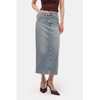 it's basic Kadın Kot Renk 4s6-32 Maxi Komfort Kumaş Arkadan Yırtmaçlı Denim Etek it's basic Kadın Kot Renk 4s6-32 Maxi Komfort Kumaş Arkadan Yırtmaçlı Denim Etek