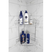 Suntel İki Katlı Banyo Rafı, Banyo Düzenleyici, Duşakabin Rafı, Banyo Köşeliği Krom
