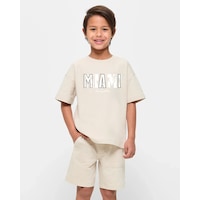 Uyguntarz Çocuk Miami Baskılı Pamuklu Tshirt Bej Uyguntarz Çocuk Miami Baskılı Pamuklu Tshirt Bej