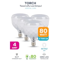 80w Kristal Tasarruflu E27 Beyaz Işık Torch Led Ampul-1-2-4-6-8-10 Adettir 4 Adet 80w Kristal Tasarruflu E27 Beyaz Işık Torch Led Ampul-1-2-4-6-8-10 Adettir 4 Adet