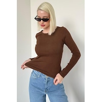 Madmext Kahverengi Bisiklet Yaka Slim Fit Kadın Body Mg2564 Kahverengi Madmext Kahverengi Bisiklet Yaka Slim Fit Kadın Body Mg2564 Kahverengi