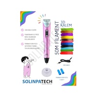 Solinpatech 3D Pen Üç Boyutlu Yazıcı Kalem Printer + 10 Adet 5 M Filament 50 M + USB Kablo Pembe Solinpatech 3D Pen Üç Boyutlu Yazıcı Kalem Printer + 10 Adet 5 M Filament 50 M + USB Kablo Pembe