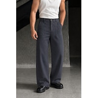 Tarz Cool Erkek Baggy Fit Old Money Cep Detaylı Pantolon Füme