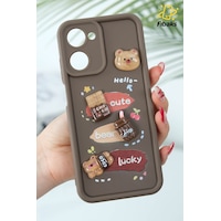 Fibaks Realme 10 4G Uyumlu Kılıf Tasarımlı Desenli Kamera Korumalı Ayıcık Kahve Renkli Yumuşak Silikon Kap Fibaks Realme 10 4G Uyumlu Kılıf Tasarımlı Desenli Kamera Korumalı Ayıcık Kahve Renkli Yumuşak Silikon Kap