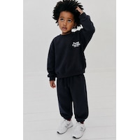 Monila Unisex Çocuk Basic Yazı Detaylı 3 İplik Kumaş Eşofman Takım Siyah Monila Unisex Çocuk Basic Yazı Detaylı 3 İplik Kumaş Eşofman Takım Siyah