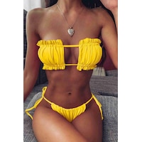 Angelsin Brezilya Model Buzgülü Baglamali Bikini Takım Sarı 001 Angelsin Brezilya Model Buzgülü Baglamali Bikini Takım Sarı 001