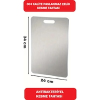 Paslanmaz Çelik Antibakteriyel Kesme Tahtası 23x34 cm Paslanmaz Çelik Antibakteriyel Kesme Tahtası 23x34 cm