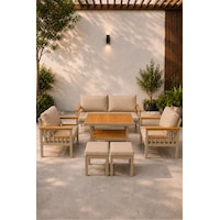 Sole Serisi Balkon Takımı, 2-1-1 Cappuccino Bahçe Takımı, 2'li Koltuk 70x150, 2 Tekli Koltuk 70x70, Masa 70x110, 2 Puf Bej