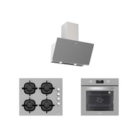 Silverline BO6502S02 - CS5343S01 - 3457 Soho 60 Gri Cam Ankastre Set