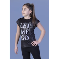 Toontoy Kids Toontoy Kız Çocuk Let Me Go Baskılı Tişört Siyah