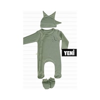 Tinylamb Cute Dino Organik Yenidoğan Bebek Seti - 3 Parça Haki Yeşil
