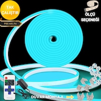 Neon Esnek Şerit Led Tak Çalıştır Kumandalı - Dimmer- Buzmavi 5 M Buz Mavisi Neon Esnek Şerit Led Tak Çalıştır Kumandalı - Dimmer- Buzmavi 5 M Buz Mavisi