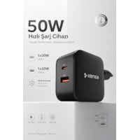 50w Çift Portlu Usb-c Girişli Akıllı Hızlı Şarj Adaptörü 50w Çift Portlu Usb-c Girişli Akıllı Hızlı Şarj Adaptörü