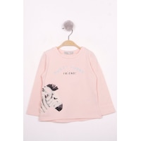 Toontoy Kids Toontoy Kız Çocuk Zebra Baskılı Nakışlı T-shirt Pudra Toontoy Kids Toontoy Kız Çocuk Zebra Baskılı Nakışlı T-shirt Pudra