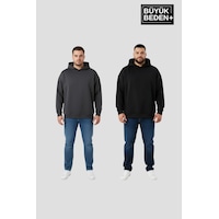 Süperlife Erkek Büyük Beden 2' Li Set Kapşonlu Kollar Ve Etek Ribanalı İnce Swatshırt Spr26bsw957+2 Black-smoked Süperlife Erkek Büyük Beden 2' Li Set Kapşonlu Kollar Ve Etek Ribanalı İnce Swatshırt Spr26bsw957+2 Black-smoked