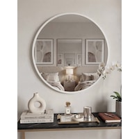 Beyaz Metal Çerçeveli Yuvarlak Ayna 80Cm Beyaz Metal Çerçeveli Yuvarlak Ayna 80Cm