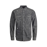 Jack & Jones Jack&Jones Siyah-Gri Erkek Kot Gömlek 12213202 Gri - Siyah Jack & Jones Jack&Jones Siyah-Gri Erkek Kot Gömlek 12213202 Gri - Siyah