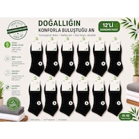 Qulat 12'li Erkek Bambu Patik Çorap Dikişssiz Burun Siyah