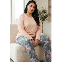 Siyah İnci Pamuklu Likralı Büyük Beden Battal Boy Örme Pijama Takım26240943 Somon Siyah İnci Pamuklu Likralı Büyük Beden Battal Boy Örme Pijama Takım26240943 Somon