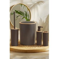 İndecor Houseware Liza 4'lü Banyo Seti Antrasit Gri - Çöp Kovası Wc Fırçası Sıvı Sabunluk Diş Fırçalık İndecor Houseware Liza 4'lü Banyo Seti Antrasit Gri - Çöp Kovası Wc Fırçası Sıvı Sabunluk Diş Fırçalık