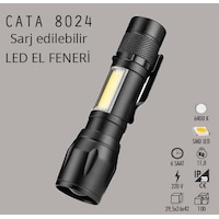 Cata Ct 8024 Sarjli . 3 Fonksiyonlu Led El Feneri Siyah Cata Ct 8024 Sarjli . 3 Fonksiyonlu Led El Feneri Siyah