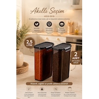 Porsima L-00895 2'li Erzak Saklama Kabı Seti Hava Geçirmez Kapaklı,düzenleyici Mutfak Saklama Kabı,tablet Toz Deterjan Saklama Kabı 2,5 Litre Füme Porsima L-00895 2'li Erzak Saklama Kabı Seti Hava Geçirmez Kapaklı,düzenleyici Mutfak Saklama Kabı,tablet Toz Deterjan Saklama Kabı 2,5 Litre Füme